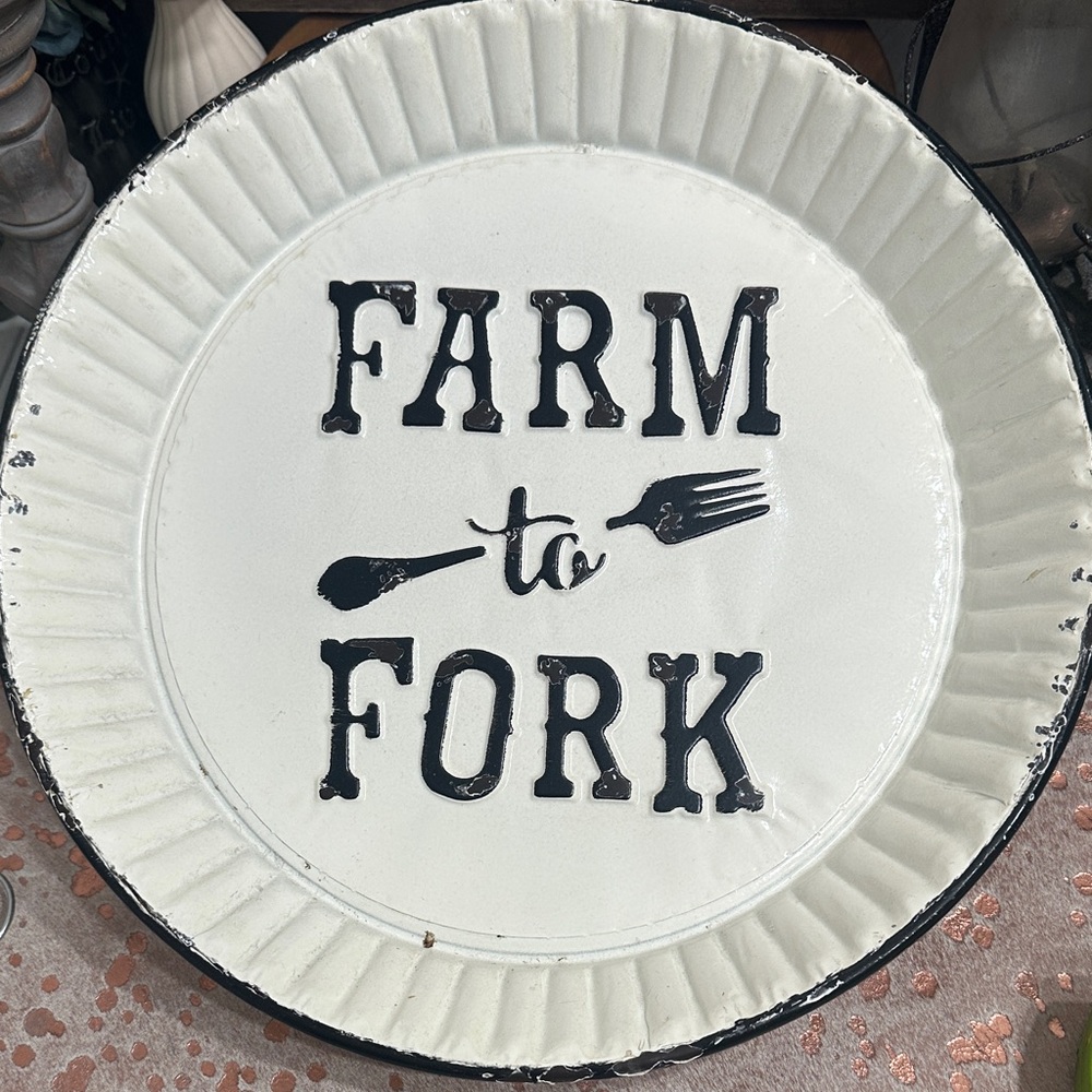 Hobby Lobby Farm to Fork Decorative Plate - Black and White